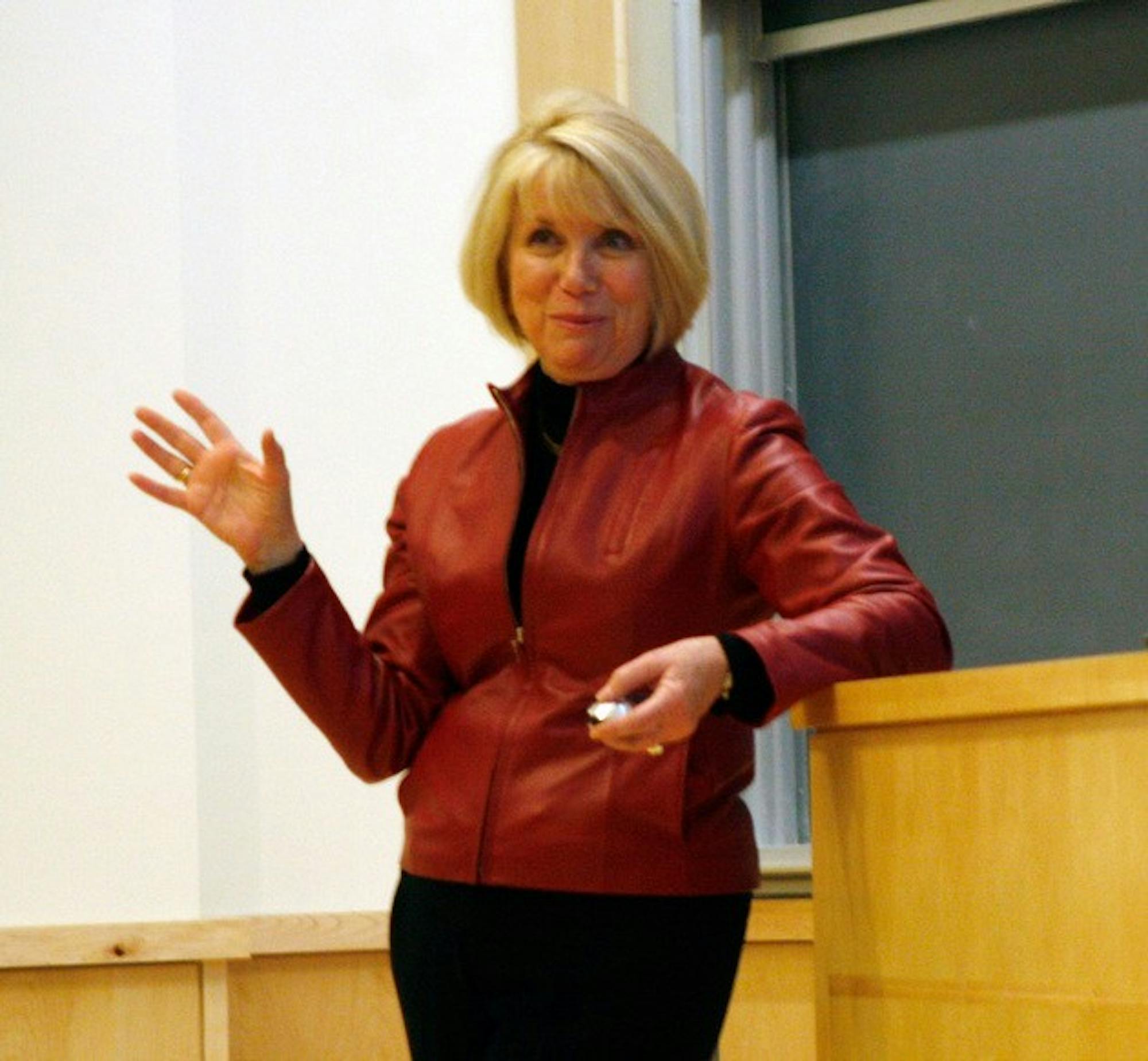 Ann Rhoades, who serves as a board member for Jet Blue Airlines, told students in the Haldeman Center about the importance of employees.