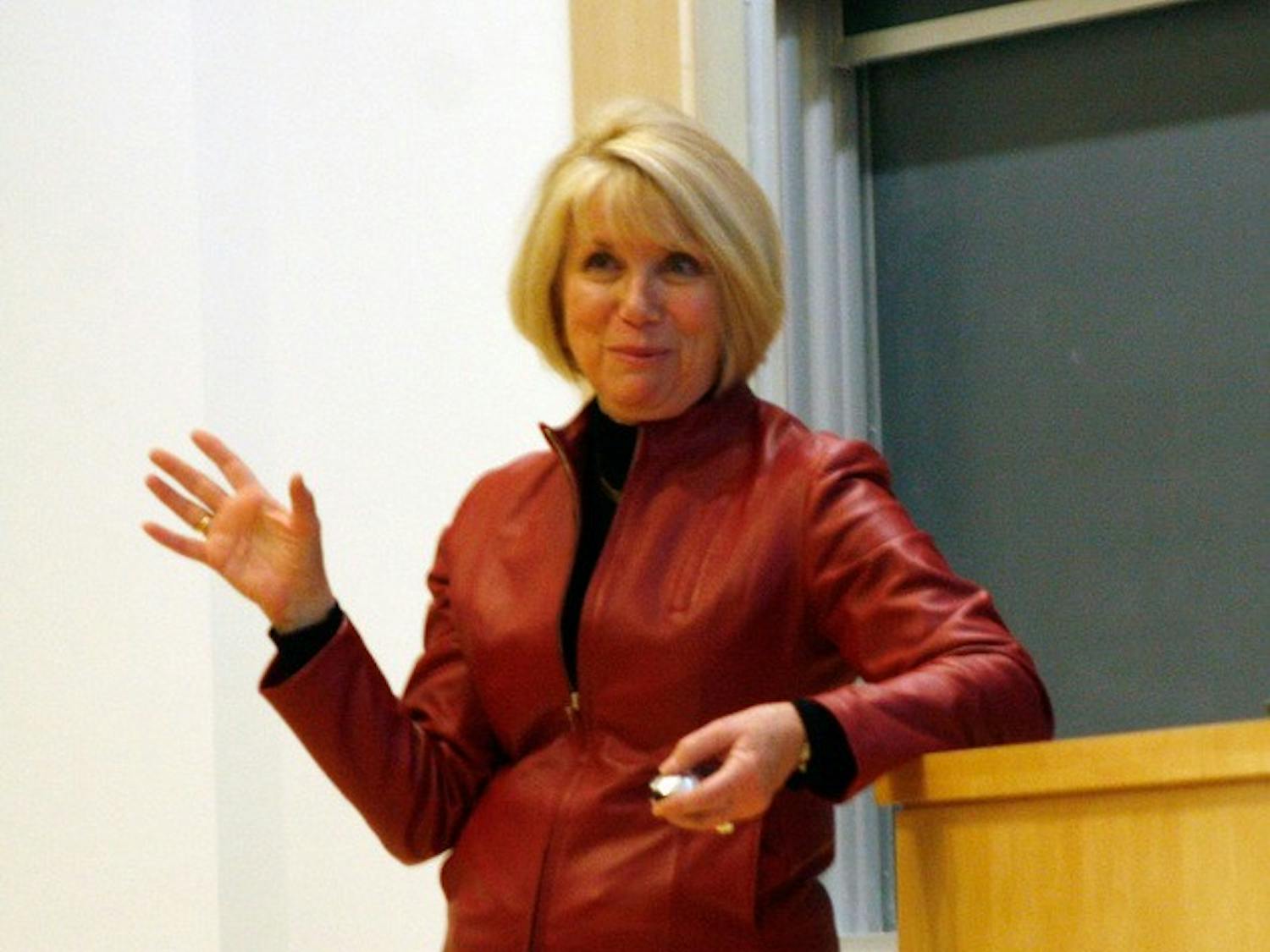 Ann Rhoades, who serves as a board member for Jet Blue Airlines, told students in the Haldeman Center about the importance of employees.