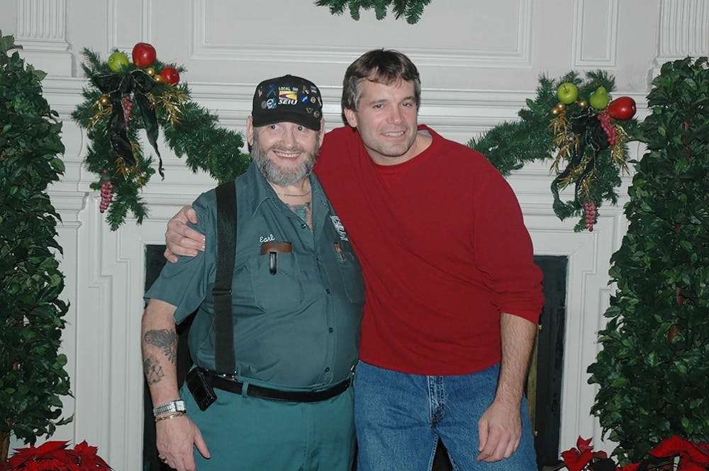 Earl Sweet, left, stands with SEIU Local 560's vice president Chris Peck