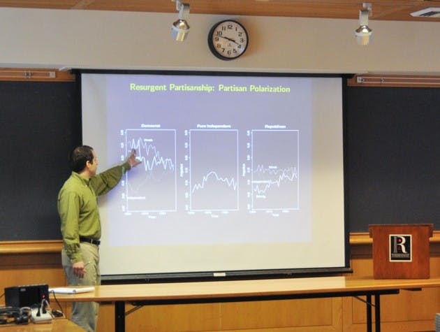 Dartmouth government professor Joseph Bafumi presents his paper, 