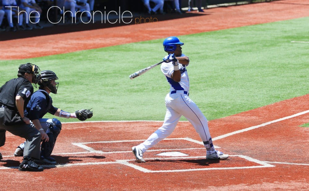 <p>First baseman Jalen Phillips is the lone graduating player in Duke's lineup with the season coming to a close Saturday.</p>