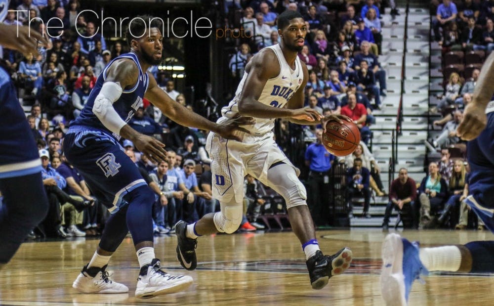 <p>Graduate student Amile Jefferson has posted at least 15 points and 15 rebounds in Duke's last two games.</p>