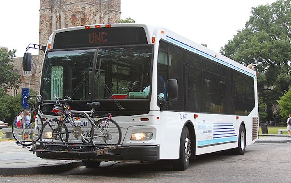 The grace period for riding the Robertson Scholars bus has ended. Starting this past Friday, the bus charges $2.50 for a ride between Duke and UNC. Duke students can easily get a free GoPass, but the process is more difficult for UNC students.