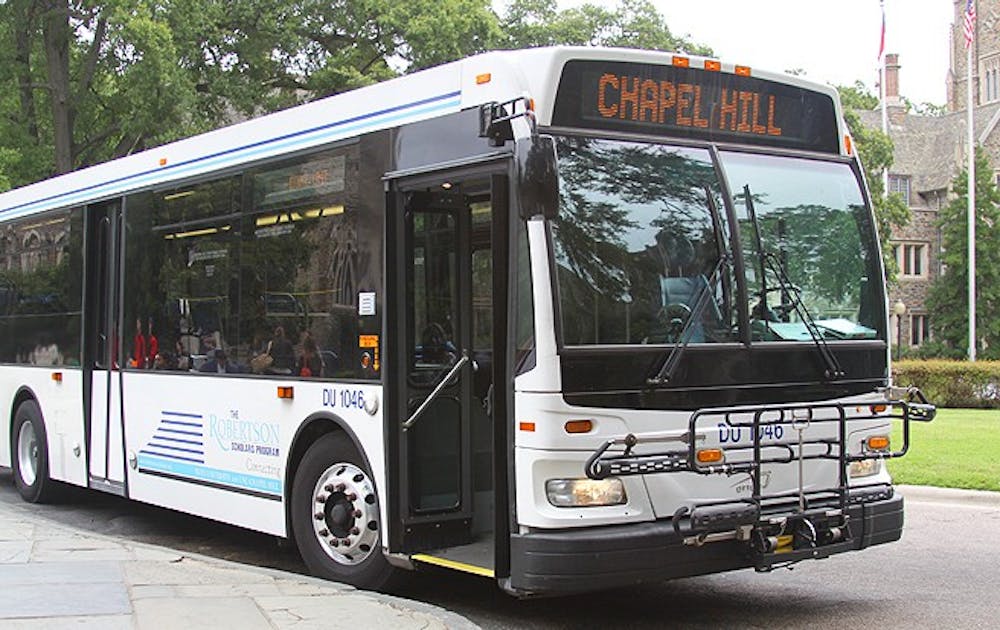 Starting in January, the Robertson Express Bus between Duke and the University of North Carolina at Chapel Hill will charge riders.
