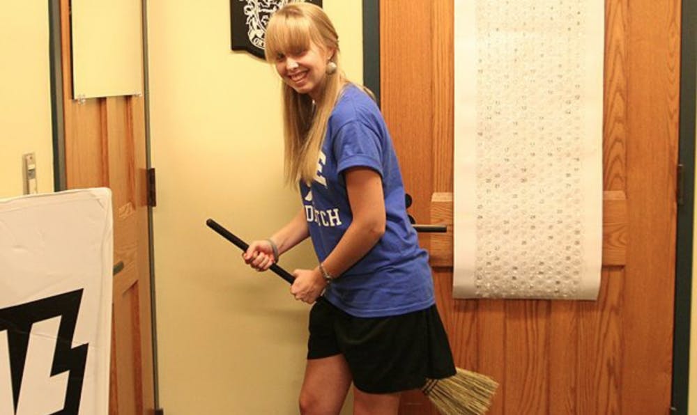 Taken April 3, 2013 | Then-sophomore Chloe Rockow, president of Duke Quidditch at the time, and the rest of her team bring a real-world adaptation of the “Harry Potter” sport to Duke’s campus.