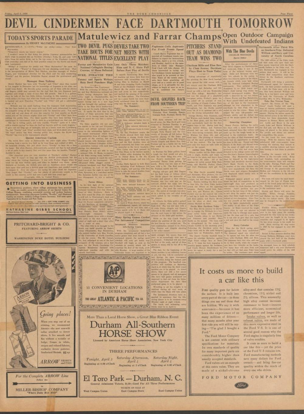 <p>The Chronicle covered Ray Matulewicz's and Danny Farrar's boxing national championships in 1936.</p>