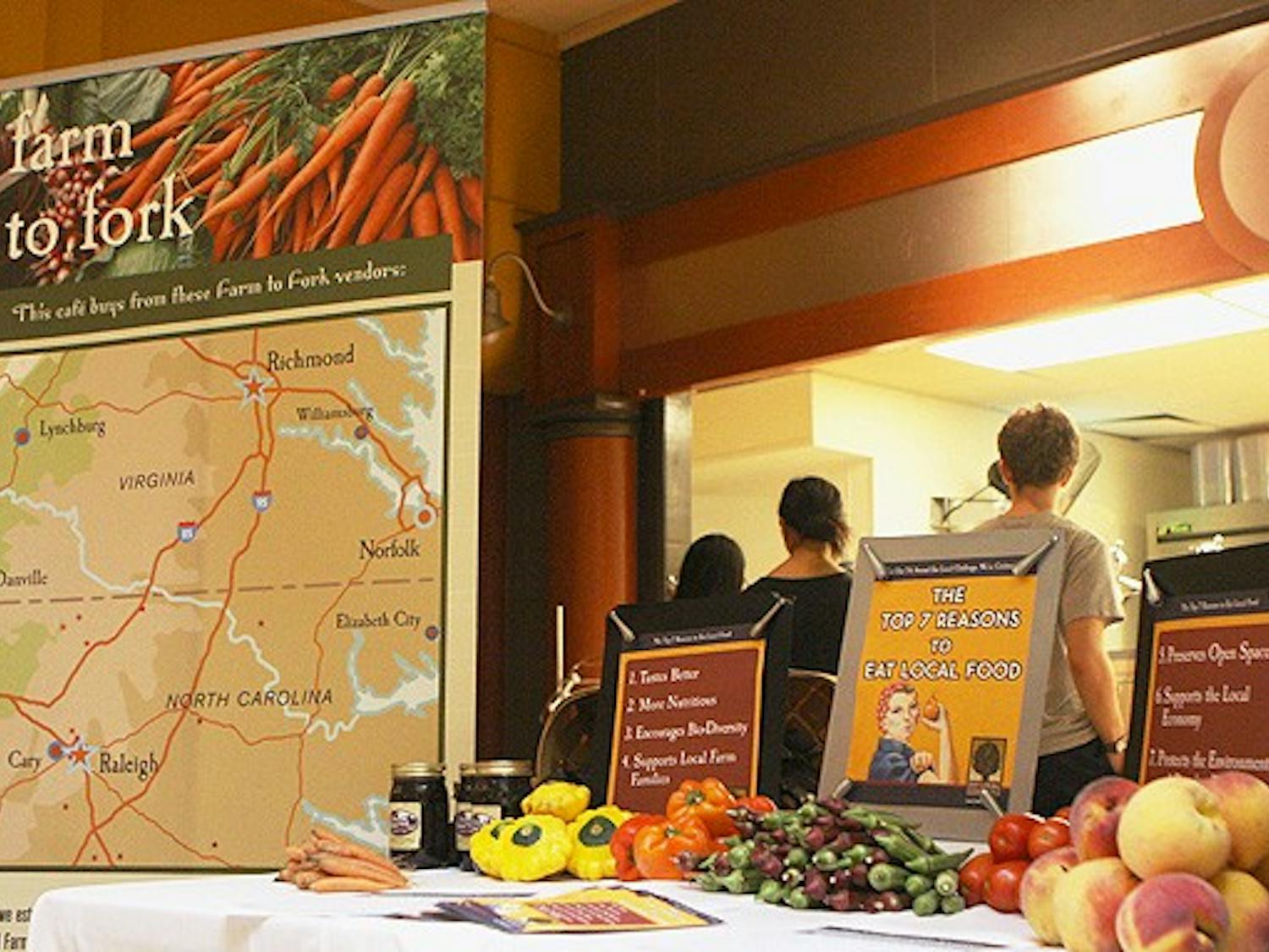 The Eat Local Challenge featured products from 40 local farms in Bon Appetit eateries Tuesday.