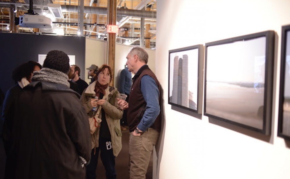 Last Friday's opening reception for "Looking North," now on display in Smith Warehouse Bay 11.