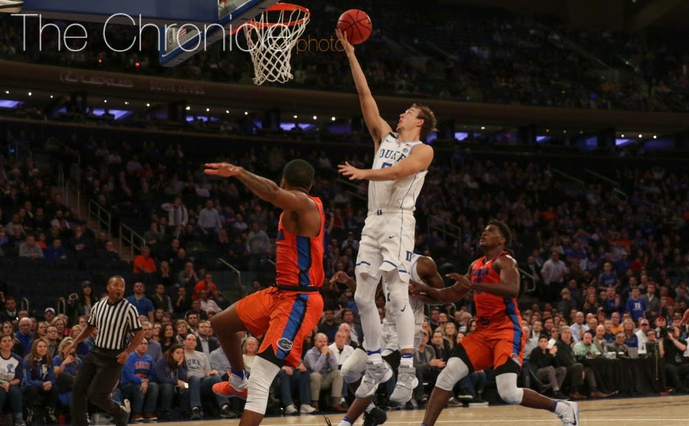Luke Kennard continued spearheading the Blue Devil offense Saturday, finding Tatum late in the first half for a key basket that put Duke back up 10 heading into the locker room and energized the team.&nbsp;