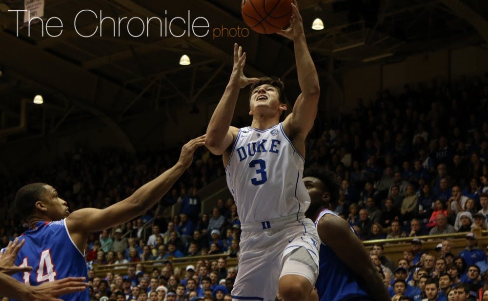 <p>Junior Grayson Allen hit a key 3-pointer in the second half as the Blue Devils turned a 36-34 deficit into a 59-39 lead in a matter of minutes.&nbsp;</p>