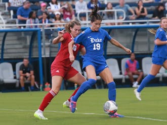 Maggie Graham fights for the ball during Duke's 0-0 draw with N.C. State.