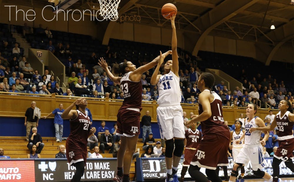 <p>Sophomore Azurá Stevens picked up her fourth straight double-double on Thanksgiving as the Blue Devils beat Idaho.</p>
