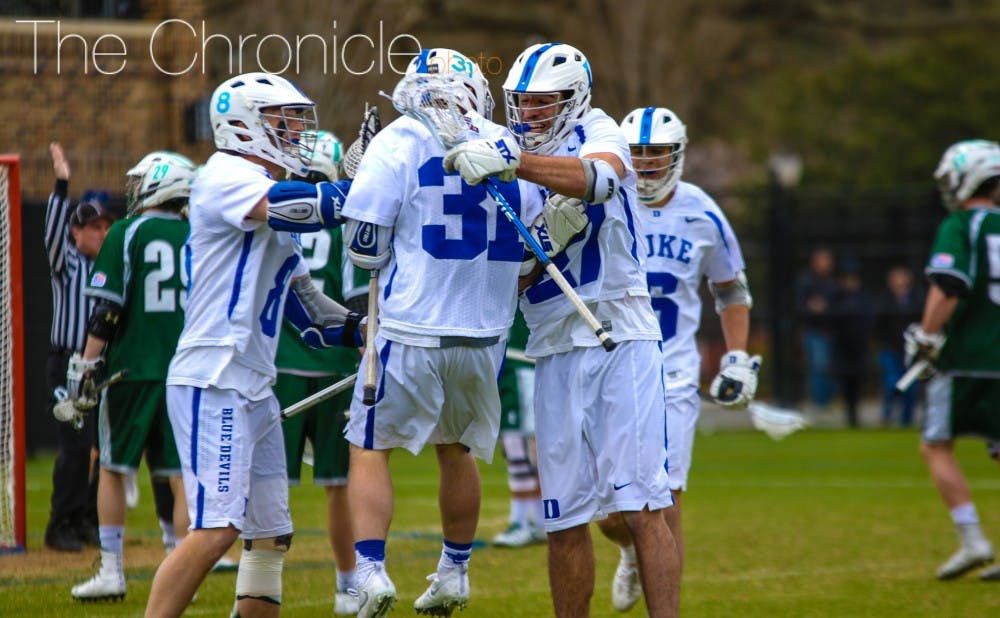 The Blue Devils celebrated their second straight top-15 win in style Saturday, opening up an 8-3 lead then never looking back.&nbsp;