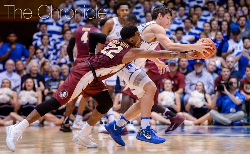 Grayson Allen struggled at times with Florida State's ball pressure and said he was playing at less than 100 percent again with his ankle injury still bothering him.&nbsp;