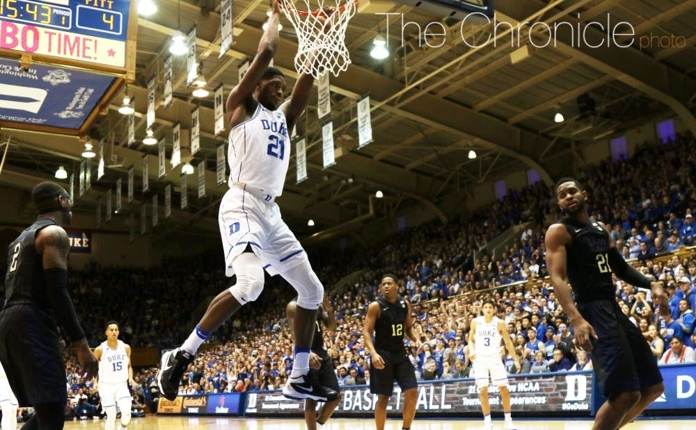 Graduate student Amile Jefferson missed two games because of a right-foot bone bruise, but has still battled inside during ACC play despite still not playing at less than 100 percent.&nbsp;