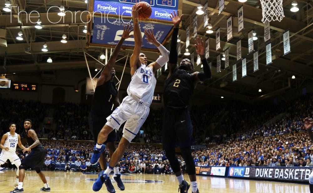 Freshman swingman Jayson Tatum scored his team's first eight points of the second half and will face a major test inside Thursday against North Carolina.&nbsp;