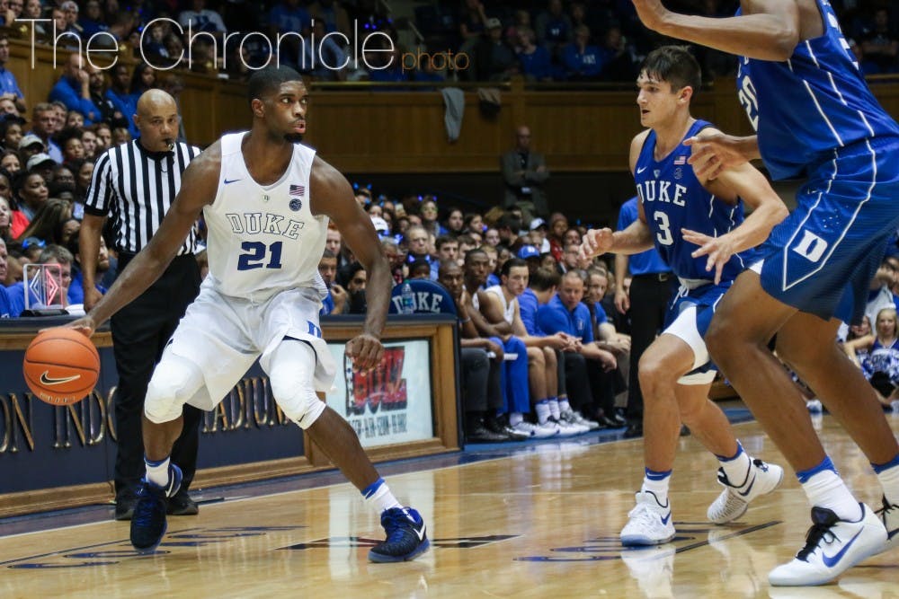 Amile Jefferson had a scary fall Saturday night, but walked off unscathed in his return to the court after sitting out more than 10 months.