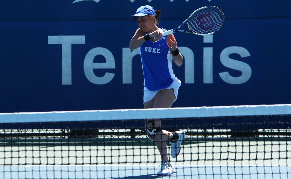 <p>Beatrice Capra fought a tough three-setter but lost the decisive match to Ronit Yurovsky as Duke dropped a 4-3 decision to Michigan Wednesday afternoon.</p>