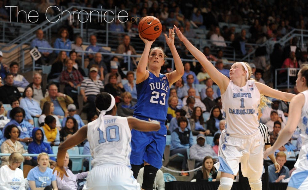 <p>Rebecca Greenwell stepped up with backcourt mate Lexie Brown in foul trouble and notched her third 30-point game of the year in Chapel Hill.</p>