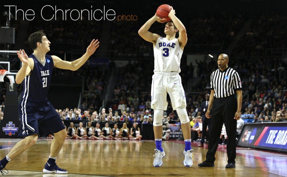 <p>Sophomore Grayson Allen is averaging 26.0 points so far in the NCAA tournament and will look to power the Blue Devils past top-seeded Oregon Thursday.</p>