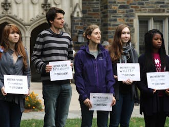 Students rally outside Allen to show their support for Divest Duke.