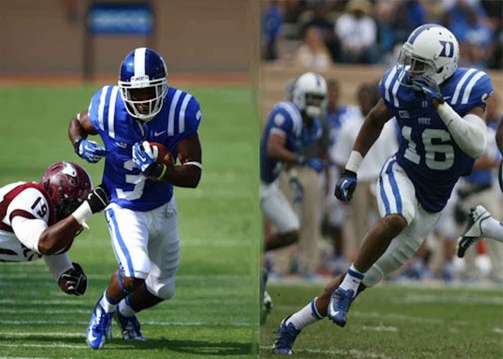 After successful weekends against Troy, Duke's Jamison Crowder (left) and Jeremy Cash (right) each earned ACC Player of the Week awards.