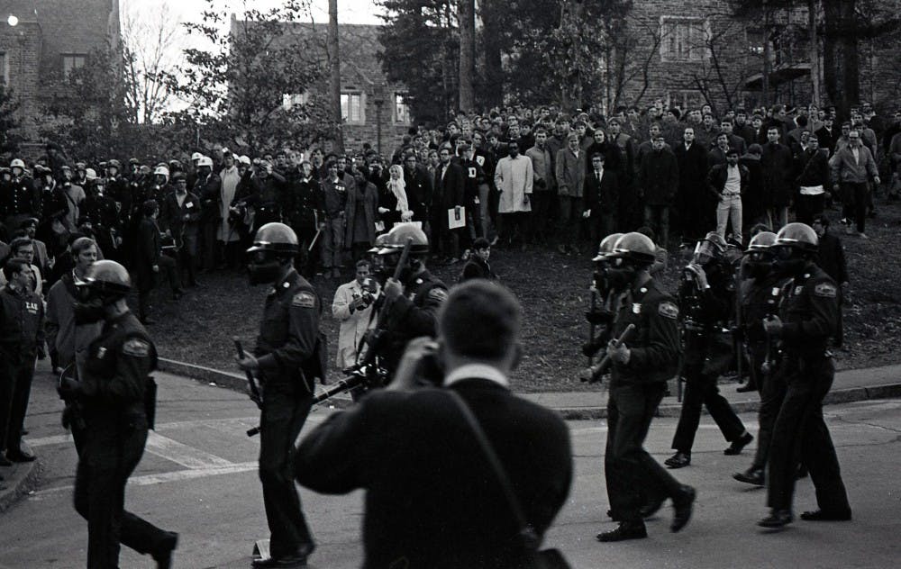 Police were called to campus for the Allen Building Takeover. | Courtesy of Duke University Archives.