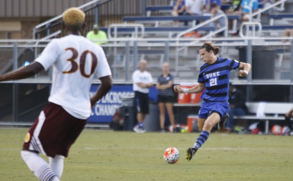 <p>Sophomore defender Markus Fjørtoft and the Blue Devil back line have been stingy early in the season, surrendering just four goals after allowing an ACC-worst 34 in 2014.</p>