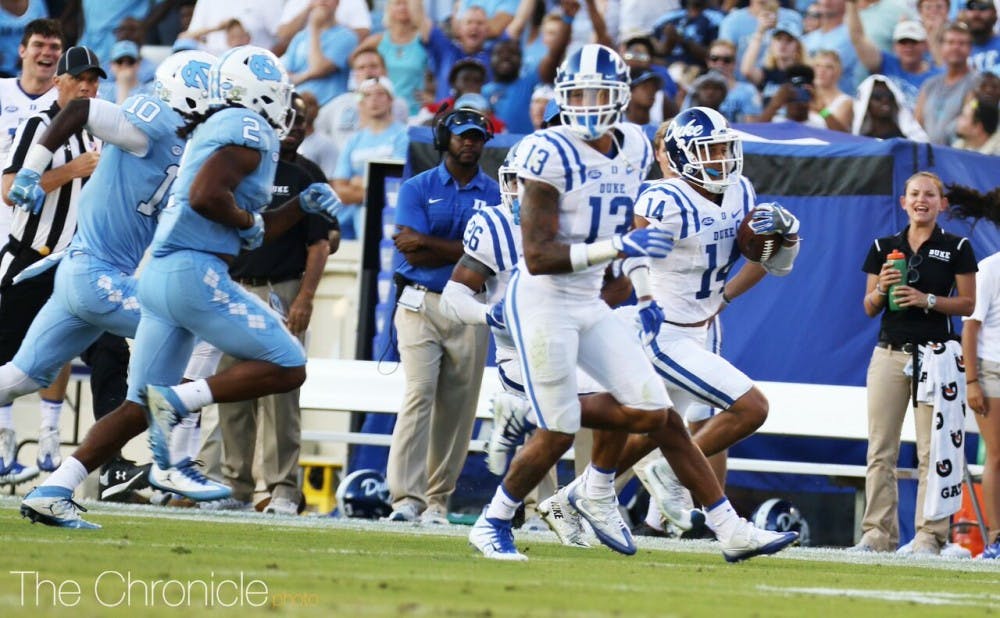 Bryon Fields Jr.'s interception return for a touchdown in the closing minutes sealed Duke's 10-point victory.