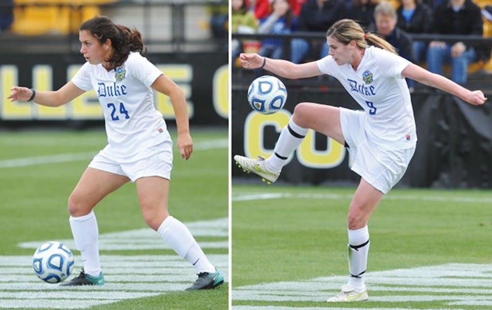 Mollie Pathman, left, and Kelly Cobb, right, are missing the start to their Duke season while playing for the United States U-20 team in Japan.