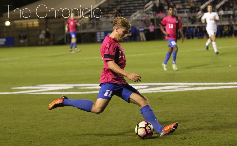 <p>Freshman Max Moser had one of the Blue Devils' best scoring chances in the first half, but Duke was unable to convert despite dominating play in the first 45 minutes.&nbsp;</p>