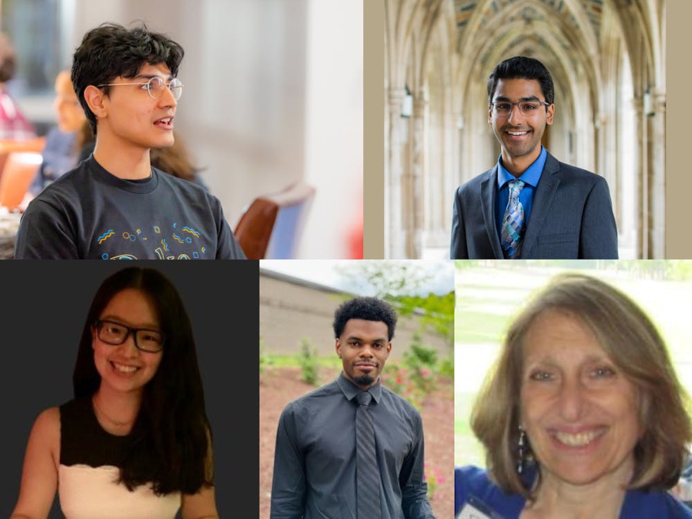 <p>Top row: Carlos Diaz; Shrey Majmudar. Bottom row: Ling Jin; Victor Clifton; Penny Jacobs Fleming. Photos taken by/courtesy of Anthony Salgado, Special to The Chronicle, Ashley Bae, Victor Clifton and Scholars@Duke, respectively.&nbsp;</p>