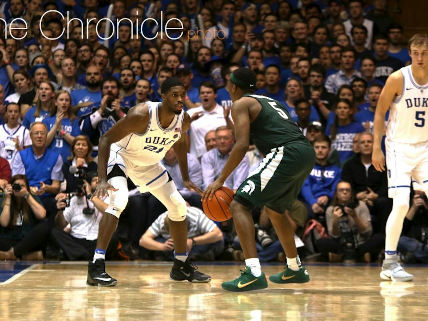 Amile Jefferson has been able to stay out of foul trouble to anchor a shorthanded frontcourt on defense.