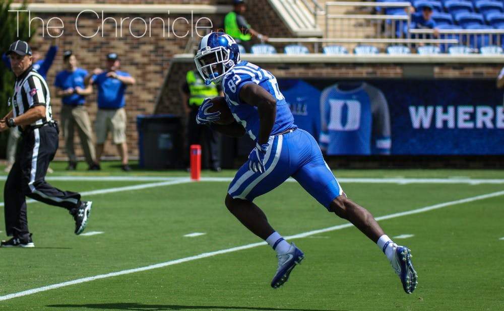 <p>Chris Taylor's 52-yard touchdown catch in the second quarter helped Duke break the game open.</p>