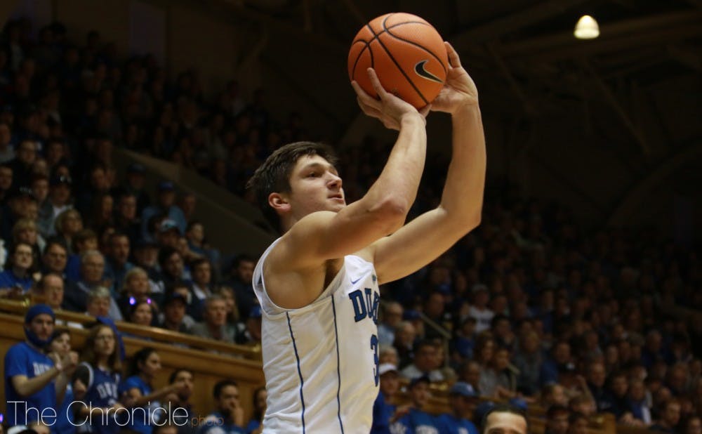 <p>Grayson Allen will look to build on his strong second half from Saturday's game against Pittsburgh.</p>