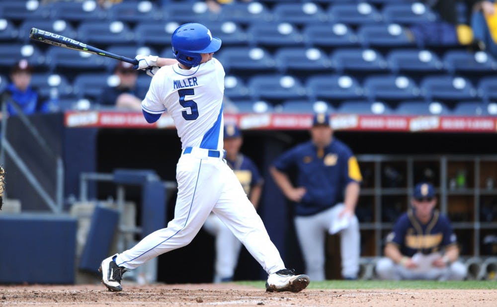 <p>Sophomore Max Miller had two hits Tuesday, helping to lead Duke to a 4-0&nbsp;victory against Campbell&mdash;its third straight win at the DBAP.</p>