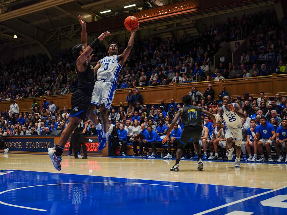 Duke junior Jeremy Roach drives to the basket during the second half of Friday night's game at Cameron Indoor Stadium.