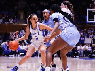 Senior guard Celeste Taylor in the first half of Sunday's game at Cameron Indoor Stadium.