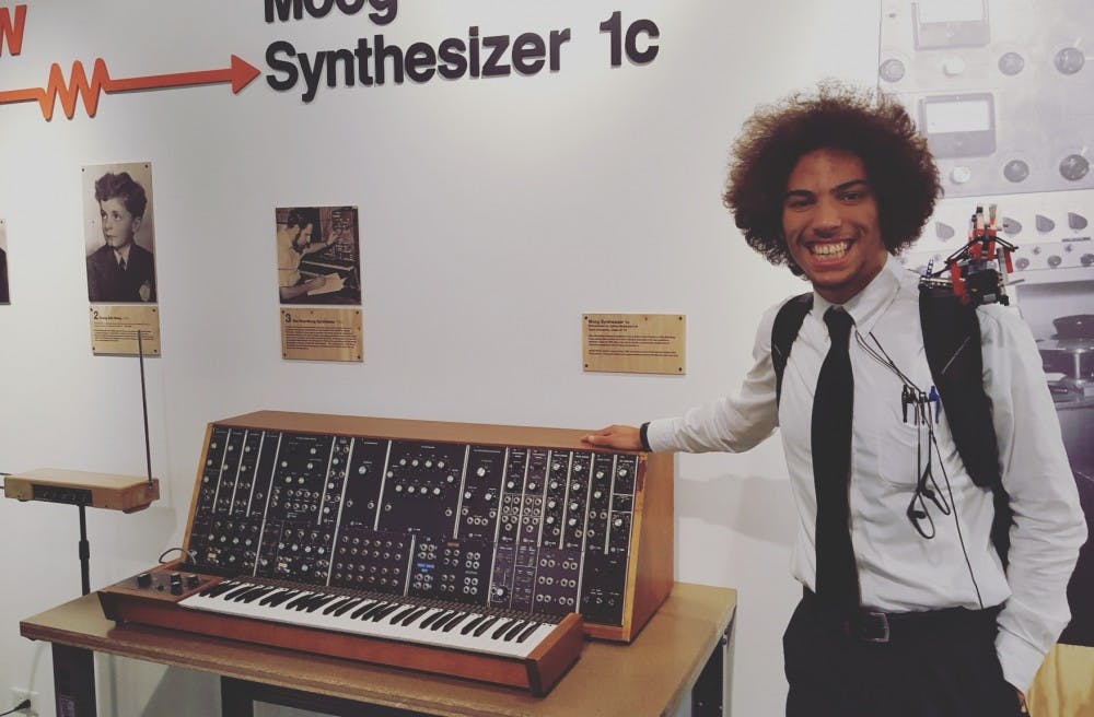 <p>Sophomore&nbsp;Jeffrey Wubbenhorst showcased his synthesizer, which he restored as part of an independent study at Duke, during the Moogfest in Durham this year.&nbsp;</p>