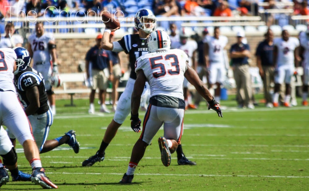 <p>Virginia linebacker Micah Kiser wreaked havoc all afternoon, finishing with 18 tackles and multiple key plays late in the fourth quarter when Duke was driving to potentially tie the game.</p>