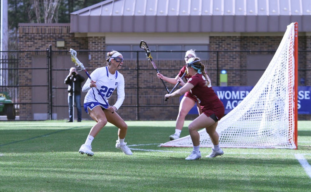 <p>Kelci Smesko had two goals to lead the way for Duke, but the Blue Devils went scoreless for more than 30 minutes Thursday in a loss to Elon.</p>