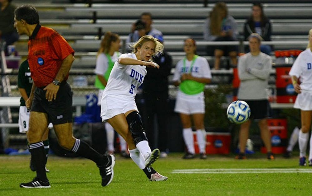 Kaitlyn Kerr recorded her first career hat trick in the Blue Devils 6-0 win against Loyola Maryland.