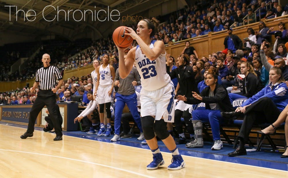 <p>Rebecca Greenwell poured in 29 points to carry Duke to a major upset of No. 3 South Carolina.</p>