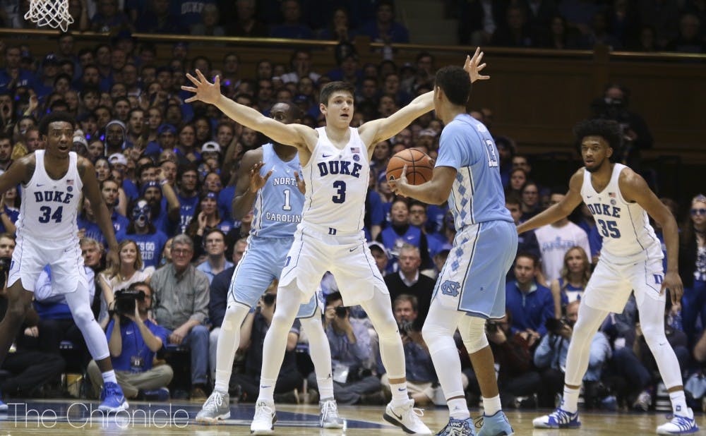 <p>Grayson Allen has become Duke’s leader on defense in the top row of its 2-3 zone as one of its chief communicators.</p>