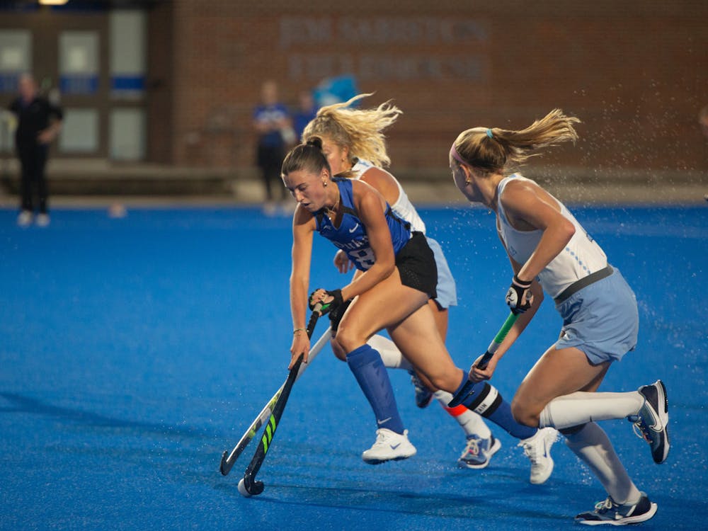 Charlie van Oirschot dribbles against the North Carolina defense. 