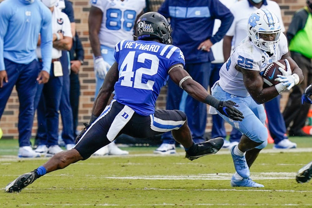 Duke couldn't contain North Carolina's run game, allowing the Tar Heels to break free for 338 rushing yards Saturday.