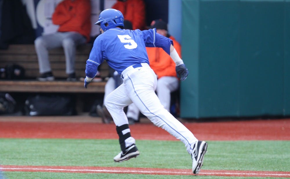 Infielder Matt Berezo got picked off at third base, an error that might have end up costing Duke a scoring opportunity.
