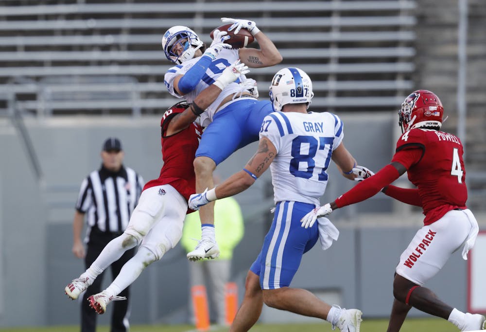 Former Blue Devil Jake Bobo caught his first touchdown against the Carolina Panthers.