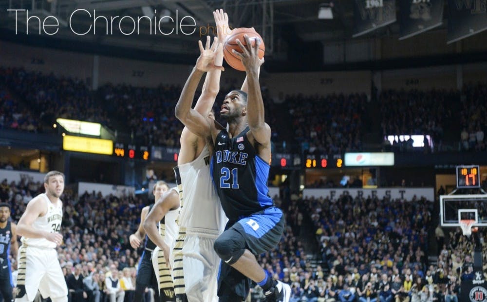Amile Jefferson has not been himself since returning from a right-foot bone bruise but will have to hold his own on the glass against Bonzie Colson and the Fighting Irish Monday.