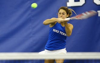 Senior Mary Clayton recorded her 100th career victory in Duke’s win against Wyoming this weekend.